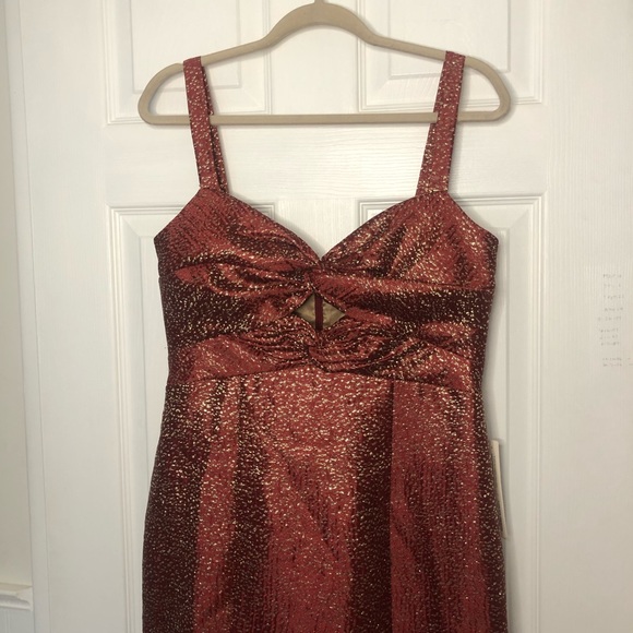 Anthropologie ML Monique Lhuillier Flounced Metallic Dress - Picture 3 of 16